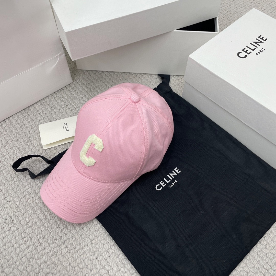 CELINE 赛琳 C字母绣花棒球帽 鸭舌帽 帽子 粉色 B0