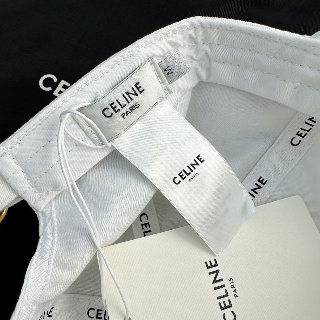 CELINE 赛琳 经典logo字母刺绣棒球帽 鸭舌帽 帽子 白色 B0
