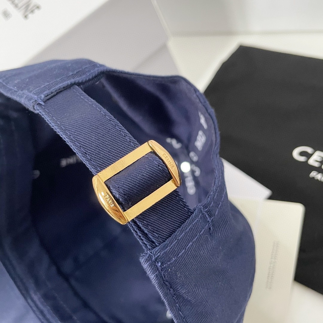 CELINE 赛琳 经典logo字母刺绣棒球帽 鸭舌帽 帽子 蓝色 B0