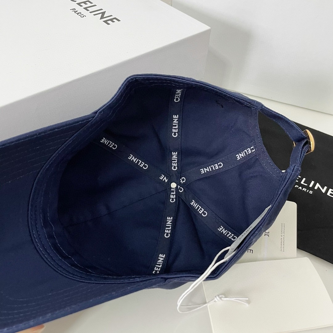 CELINE 赛琳 经典logo字母刺绣棒球帽 鸭舌帽 帽子 蓝色 B0