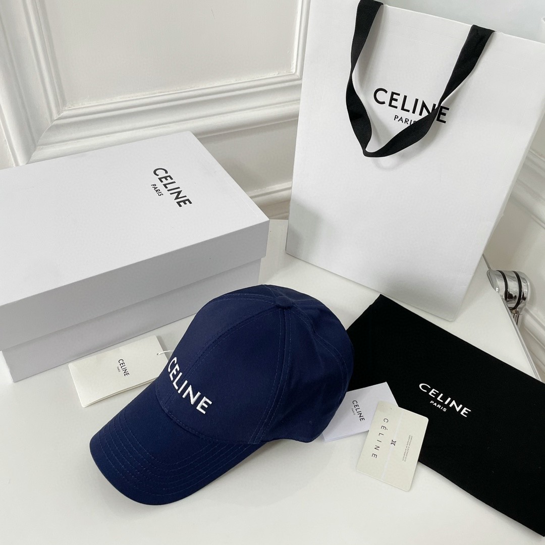 CELINE 赛琳 经典logo字母刺绣棒球帽 鸭舌帽 帽子 蓝色 B0