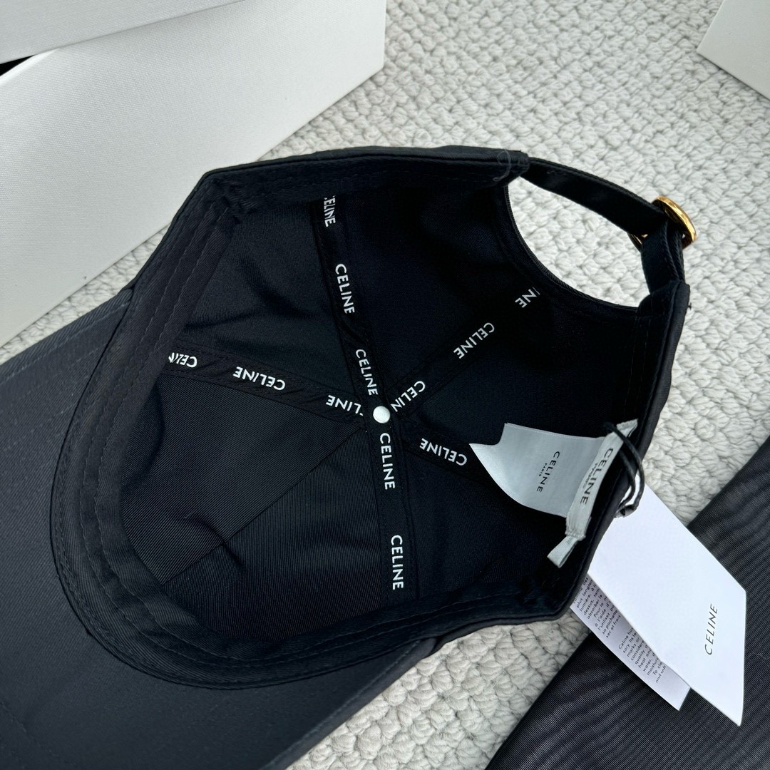CELINE 赛琳 经典logo字母刺绣棒球帽 鸭舌帽 帽子 黑色 B0