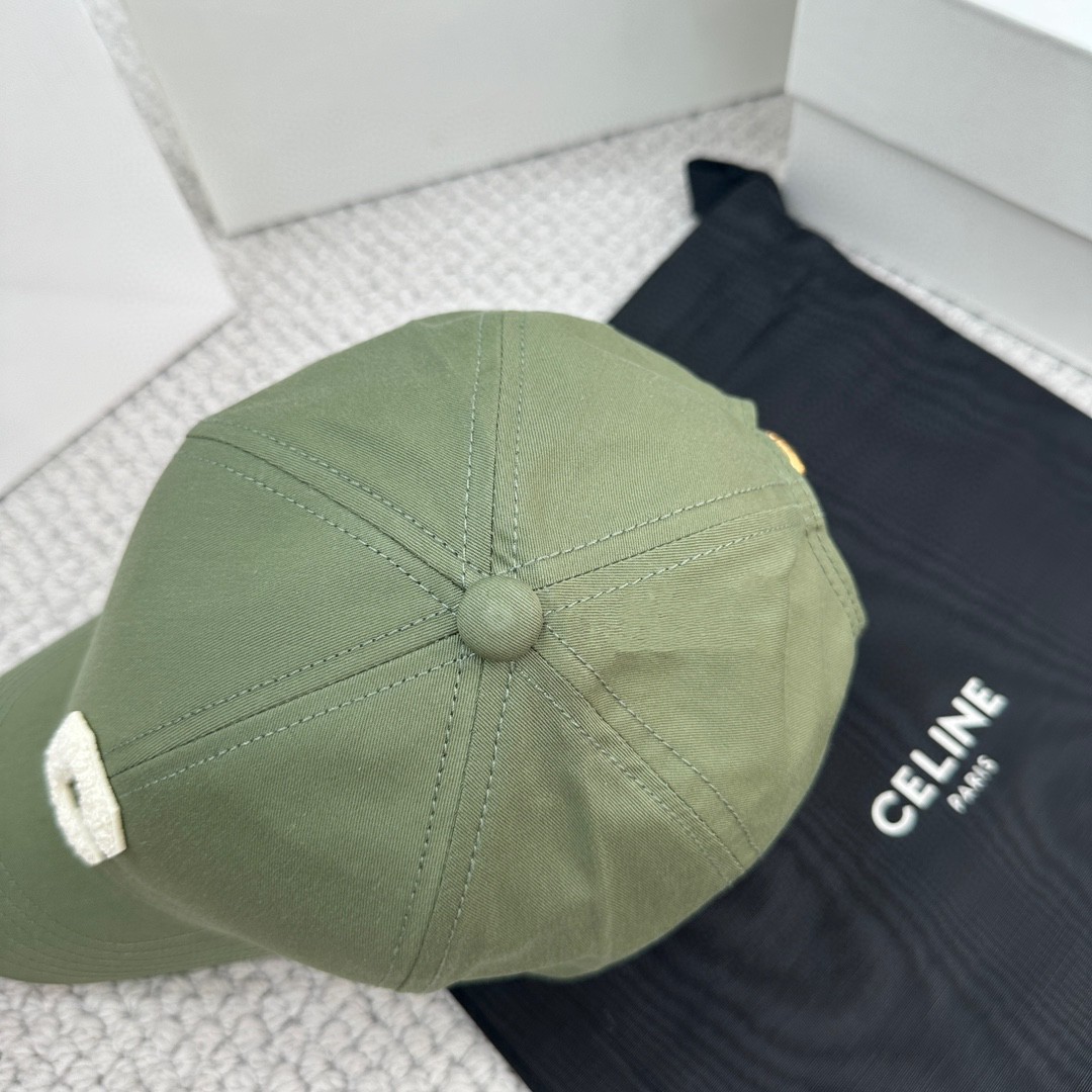 CELINE 赛琳 C字母绣花棒球帽 鸭舌帽 帽子 绿色 B0