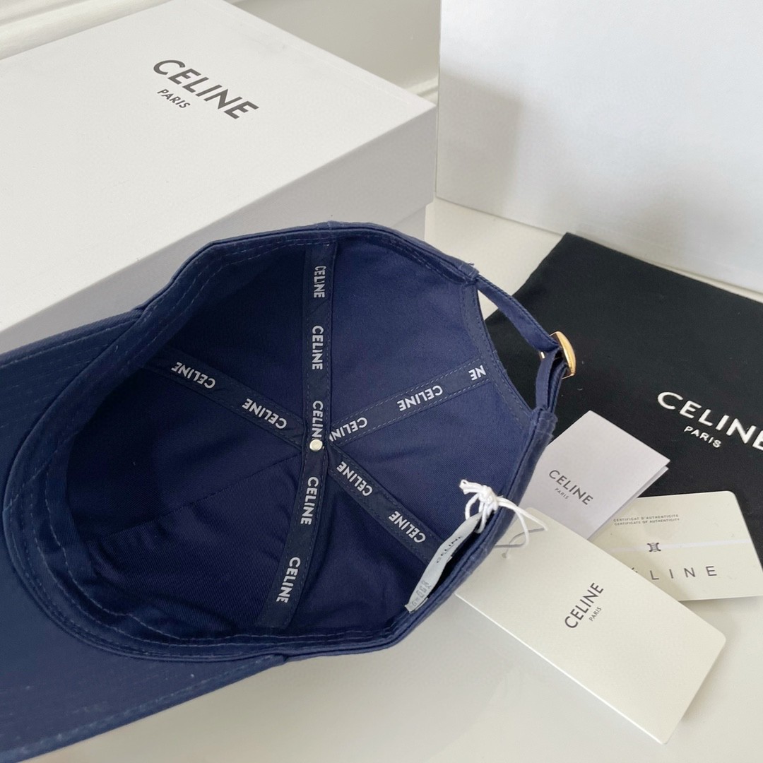 CELINE 赛琳 C字母绣花棒球帽 鸭舌帽 帽子 蓝色 B0