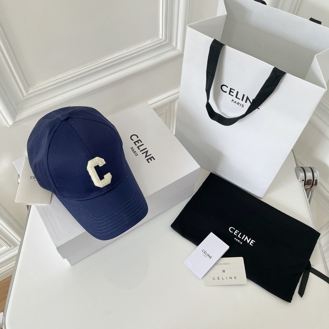 CELINE 赛琳 C字母绣花棒球帽 鸭舌帽 帽子 蓝色 B0