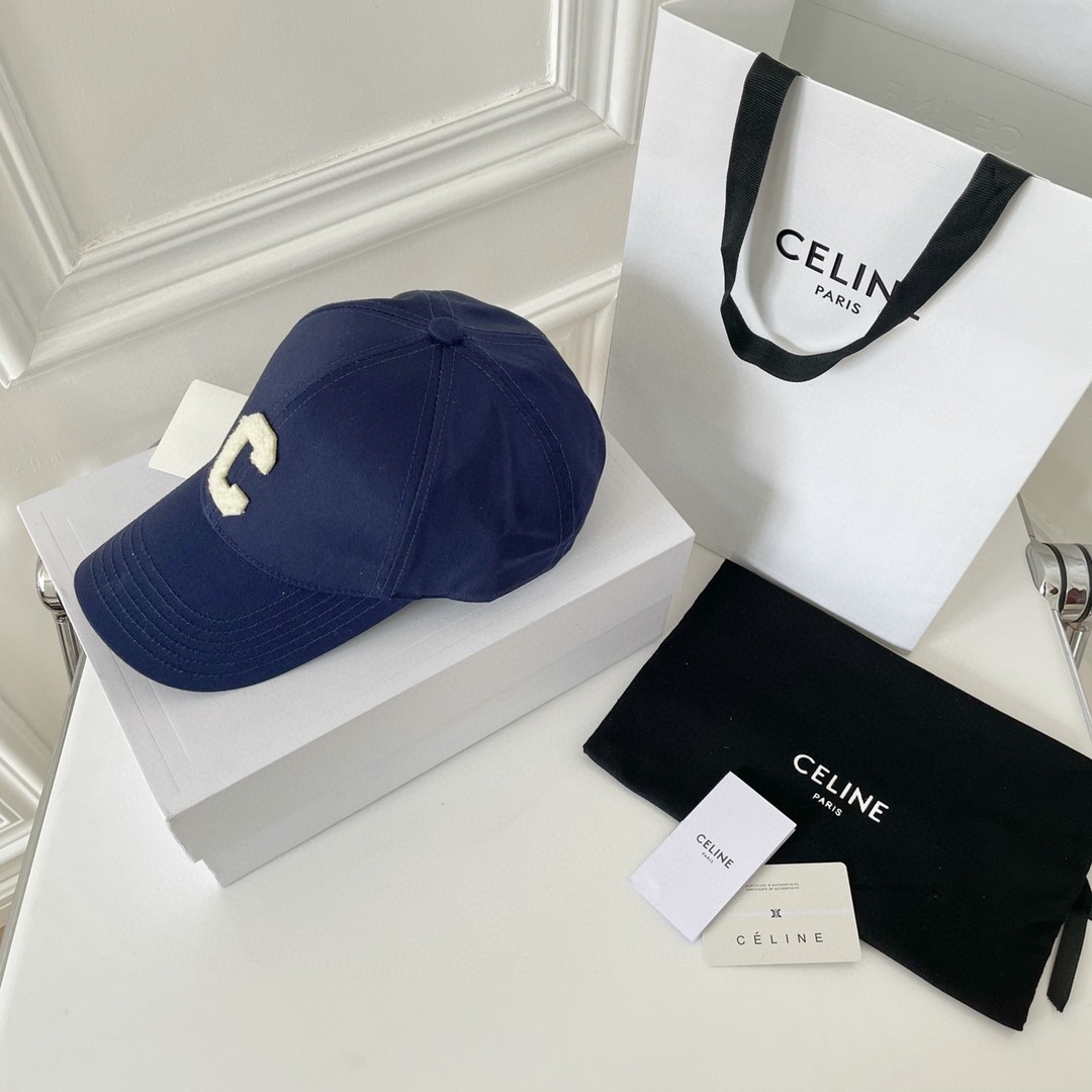 CELINE 赛琳 C字母绣花棒球帽 鸭舌帽 帽子 蓝色 B0