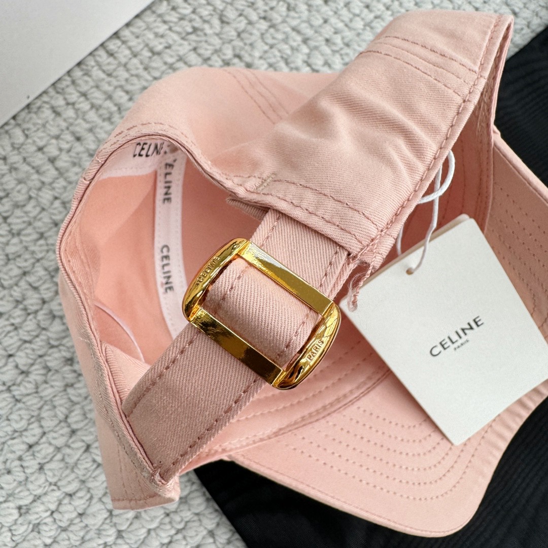 CELINE 赛琳 凯旋门绣花棒球帽 鸭舌帽 帽子 淡粉色 B0