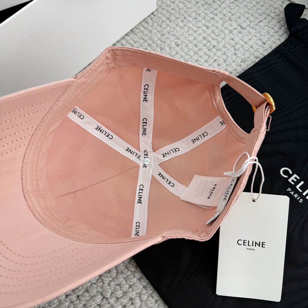CELINE 赛琳 凯旋门绣花棒球帽 鸭舌帽 帽子 淡粉色 B0