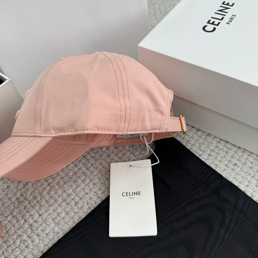 CELINE 赛琳 凯旋门绣花棒球帽 鸭舌帽 帽子 淡粉色 B0