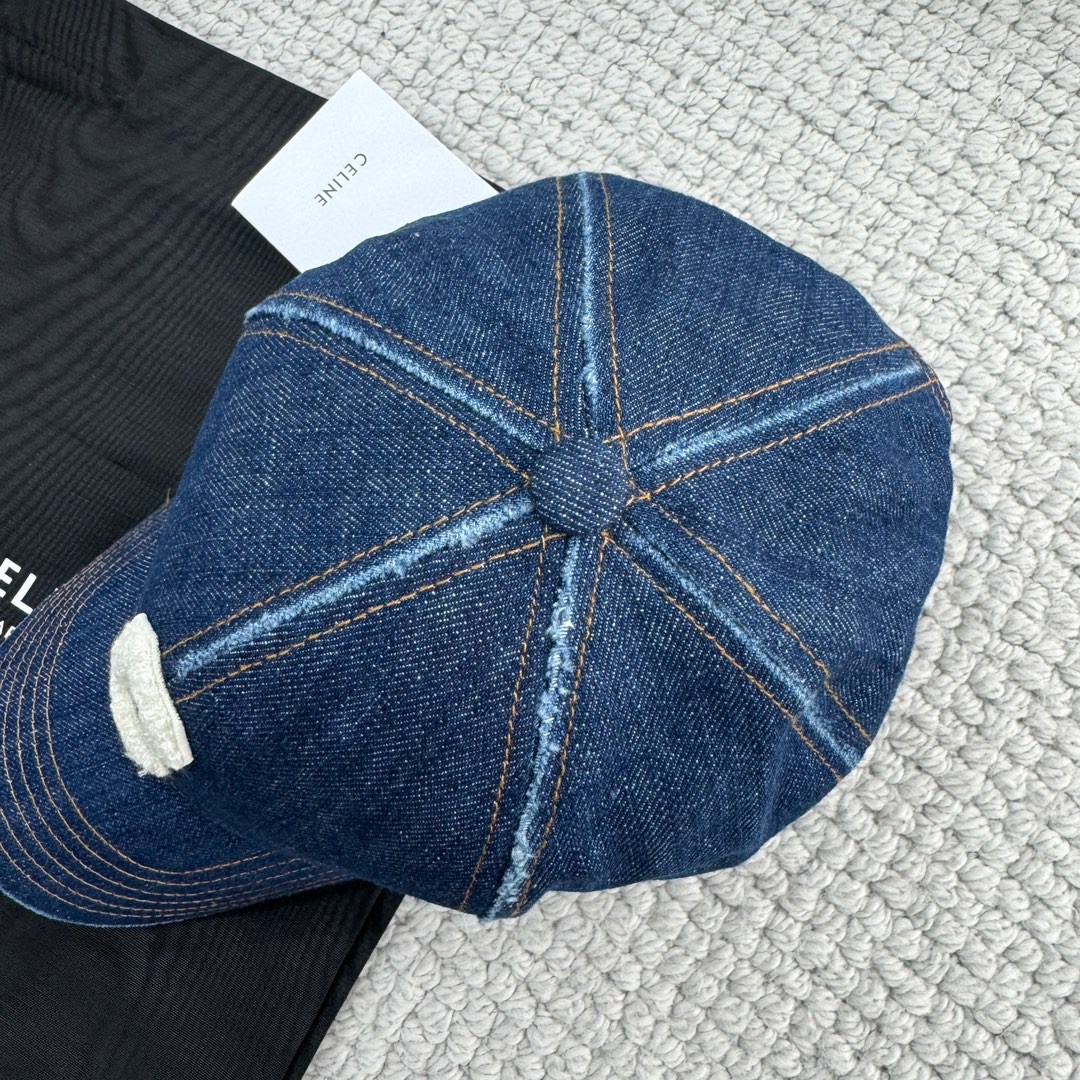 CELINE 赛琳 C字母水洗牛仔绣花棒球帽 鸭舌帽 帽子 蓝色 B0