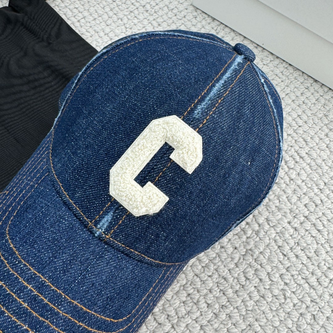 CELINE 赛琳 C字母水洗牛仔绣花棒球帽 鸭舌帽 帽子 蓝色 B0