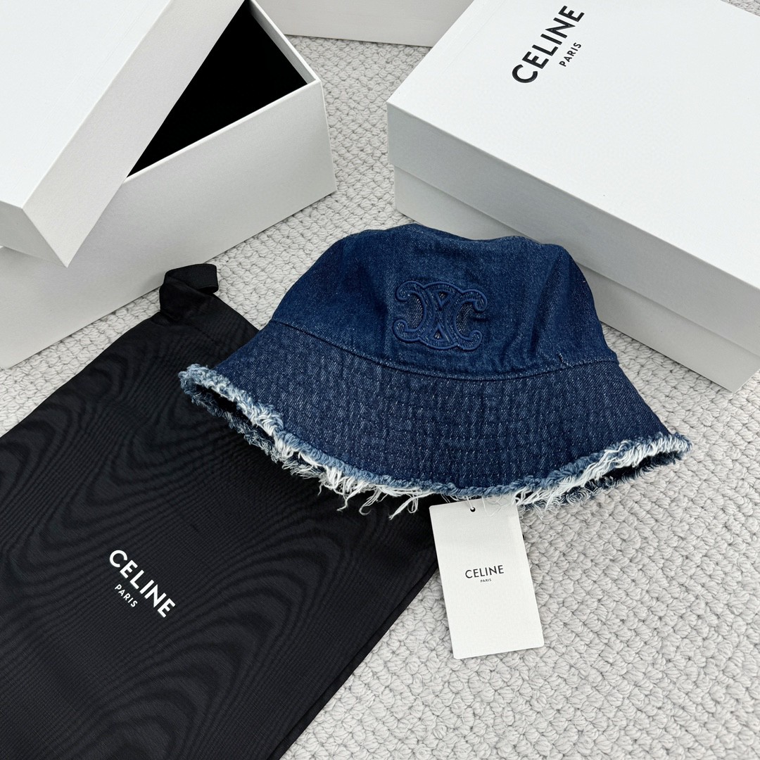 CELINE 赛琳 凯旋门水洗牛仔渔夫帽 帽子 蓝色 B0 