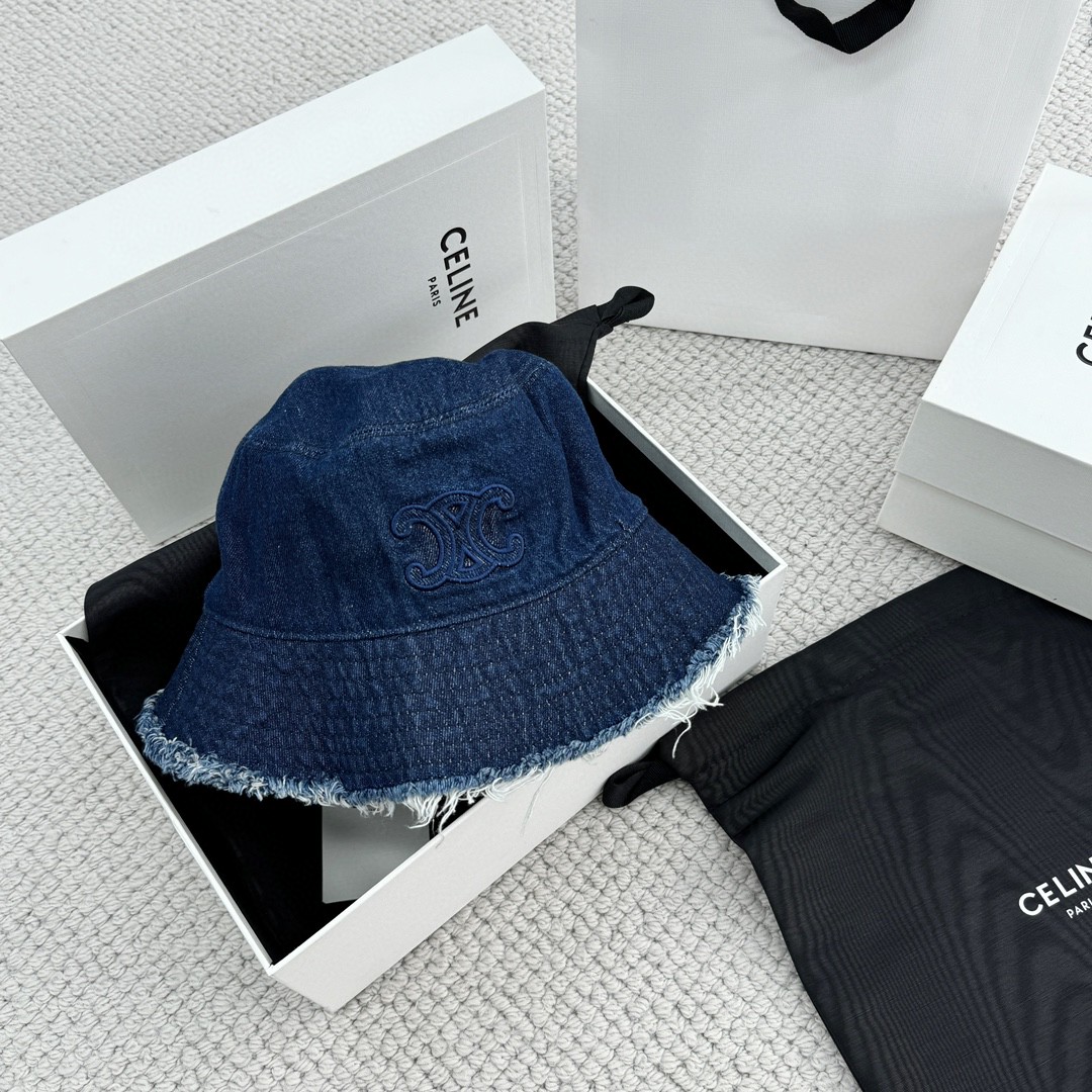 CELINE 赛琳 凯旋门水洗牛仔渔夫帽 帽子 蓝色 B0 