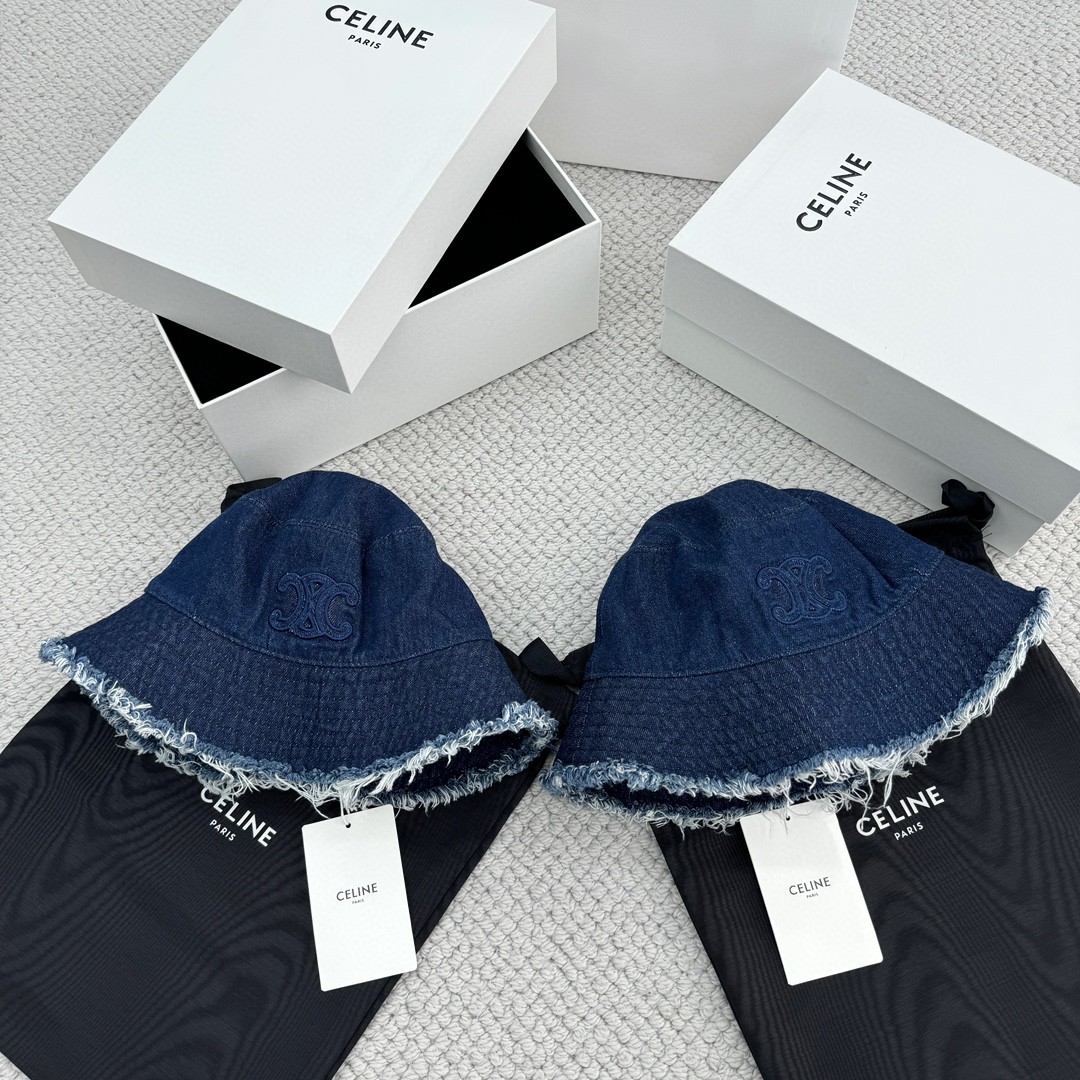 CELINE 赛琳 凯旋门水洗牛仔渔夫帽 帽子 蓝色 B0 