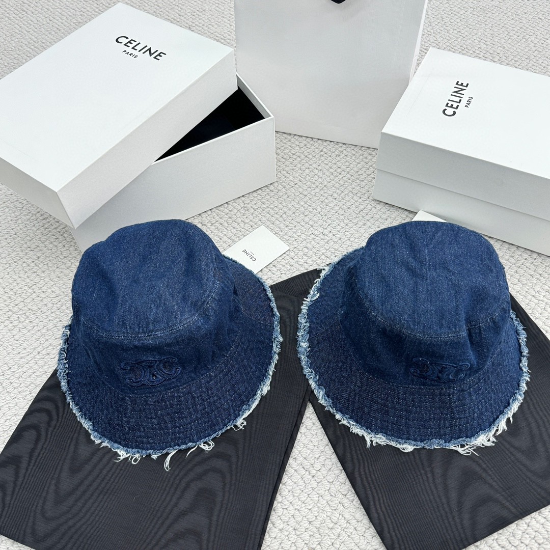 CELINE 赛琳 凯旋门水洗牛仔渔夫帽 帽子 蓝色 B0 