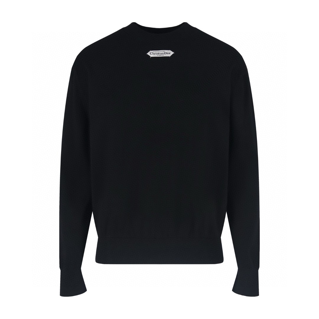 DIOR 迪奥 领口标识羊毛打底衫 毛衣 长袖 粉色 黑色 A5 