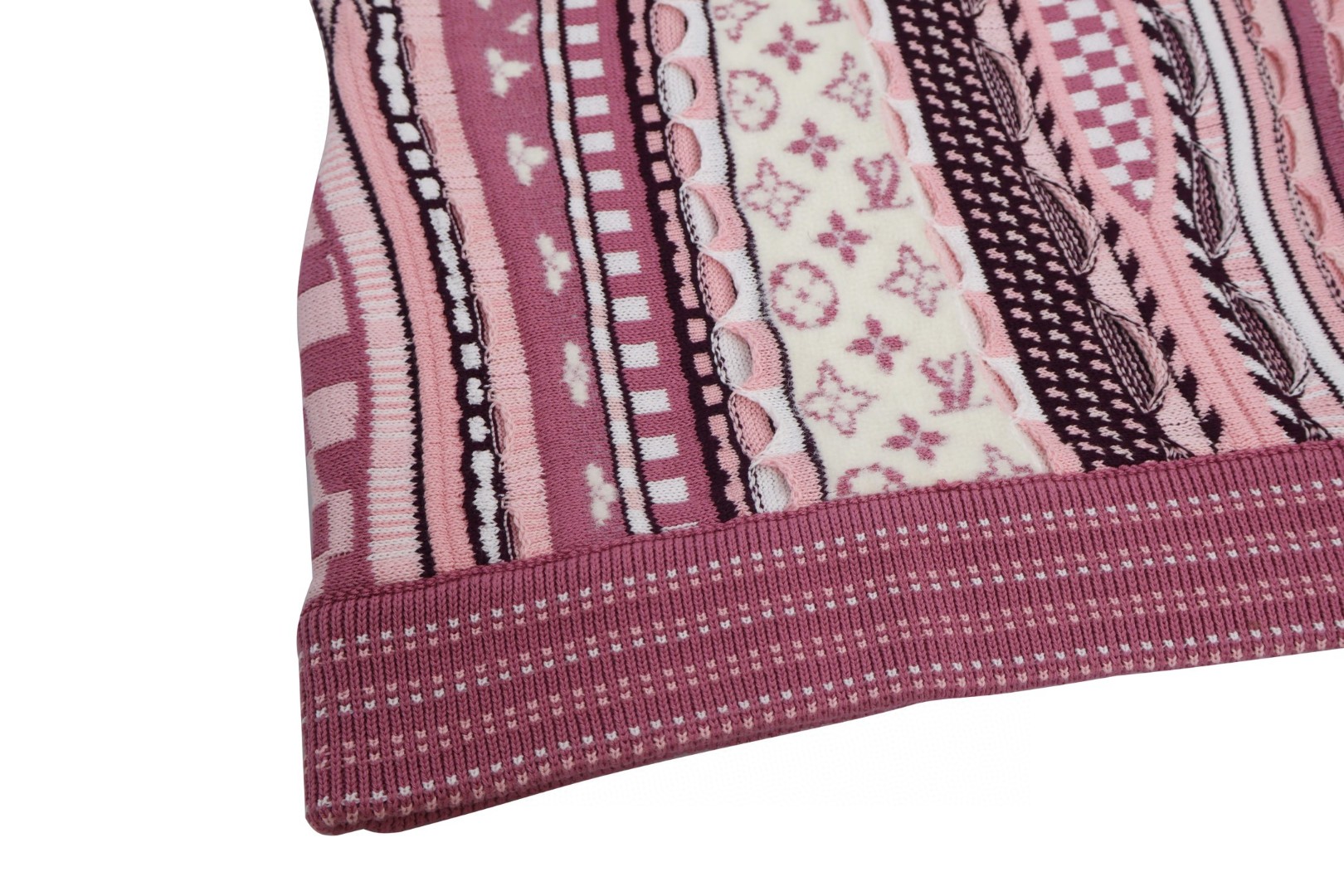 LOUIS VUITTON 路易威登 Nigo联名款 高领半拉链民族风毛衣 外套 夹克 棕色 粉色 C5 1AIM80