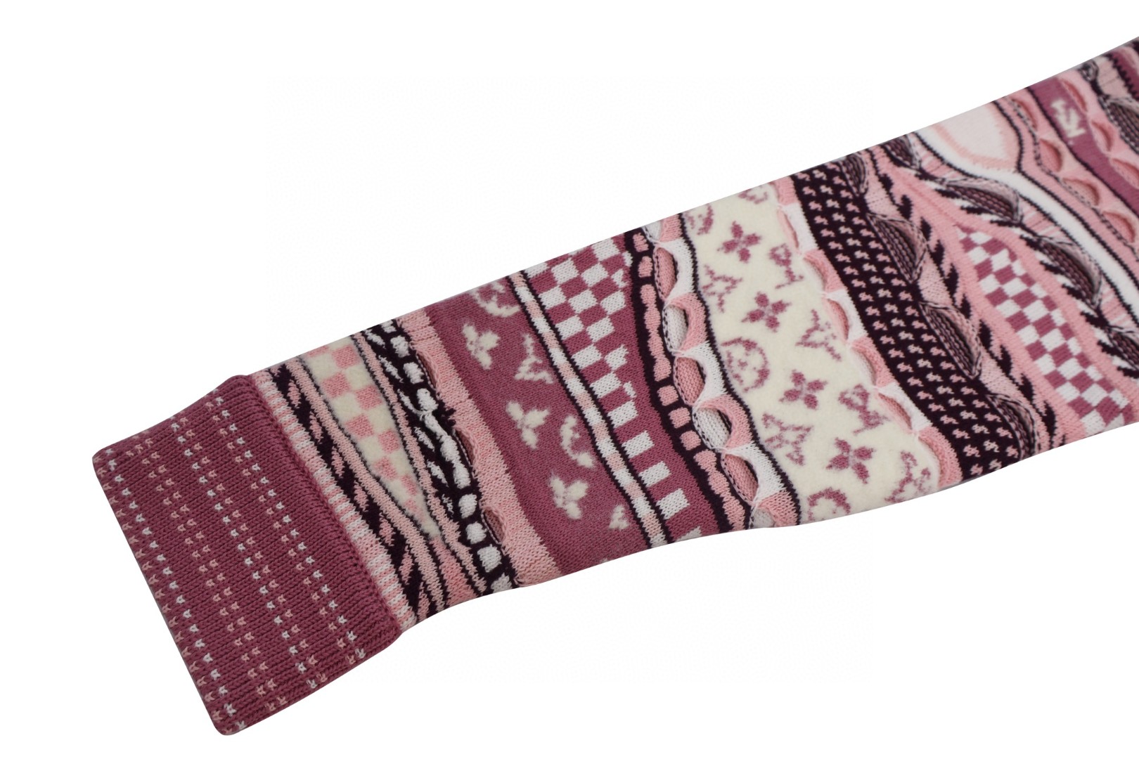 LOUIS VUITTON 路易威登 Nigo联名款 高领半拉链民族风毛衣 外套 夹克 棕色 粉色 C5 1AIM80