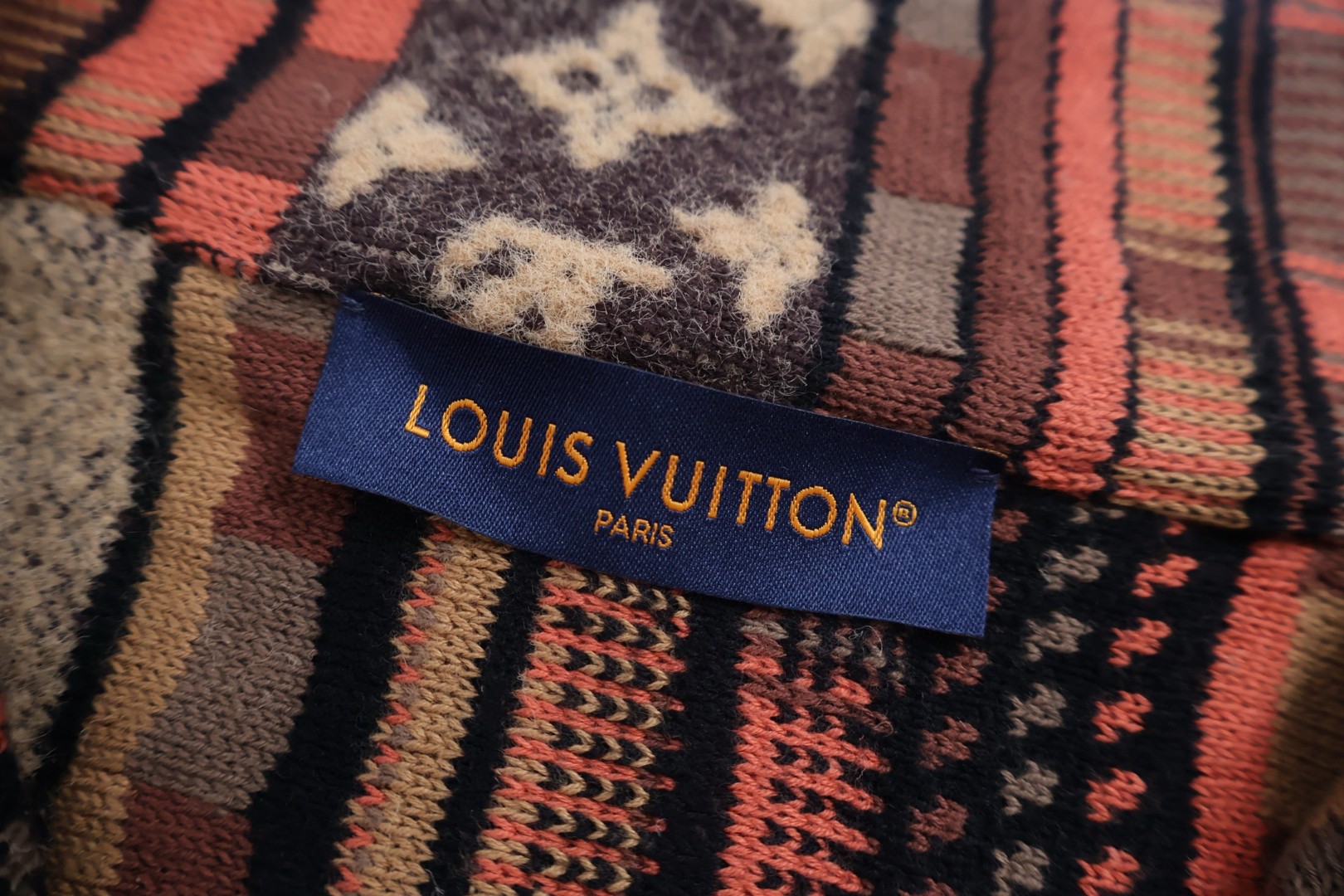 LOUIS VUITTON 路易威登 Nigo联名款 高领半拉链民族风毛衣 外套 夹克 棕色 粉色 C5 1AIM80