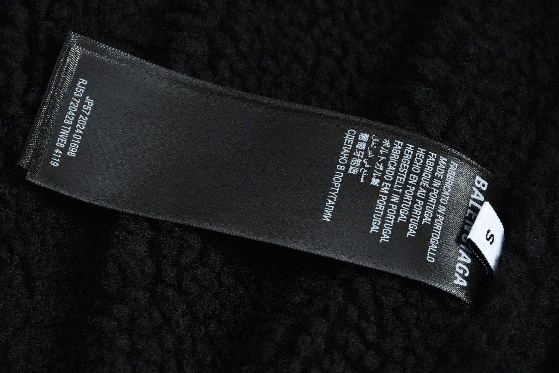 Balenciaga 巴黎世家 3B 滑雪羊羔毛拼接连帽卫衣 外套 长袖 黑色 B5