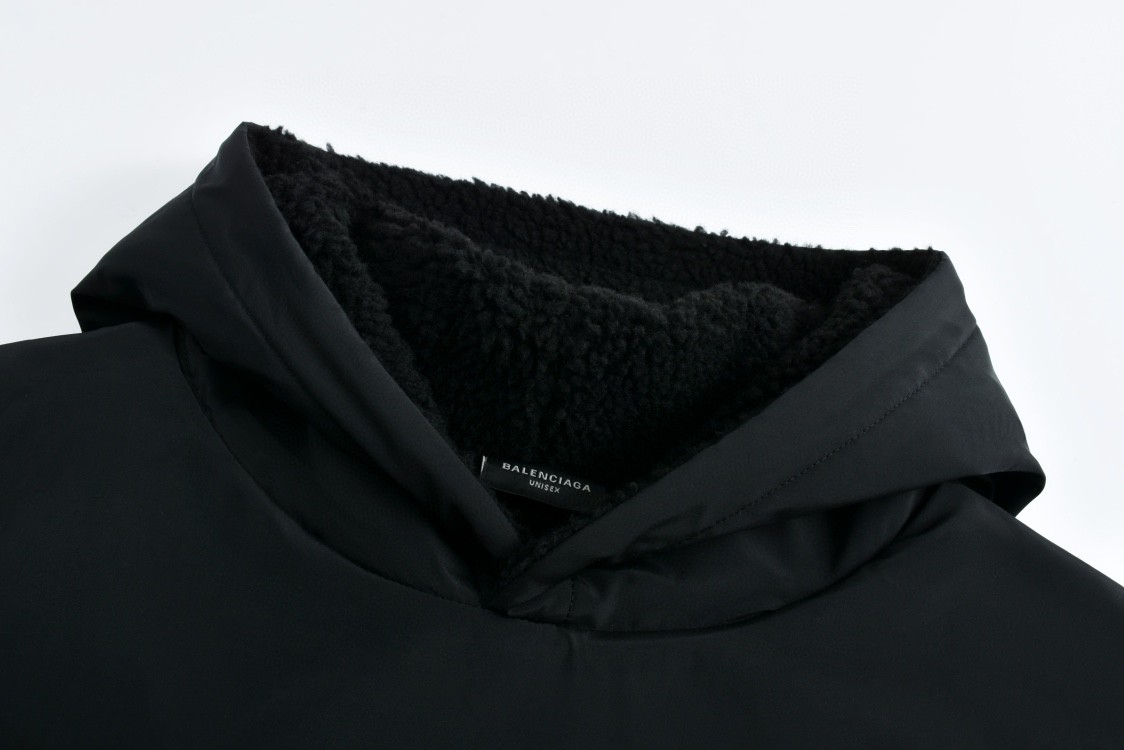 Balenciaga 巴黎世家 3B 滑雪羊羔毛拼接连帽卫衣 外套 长袖 黑色 B5