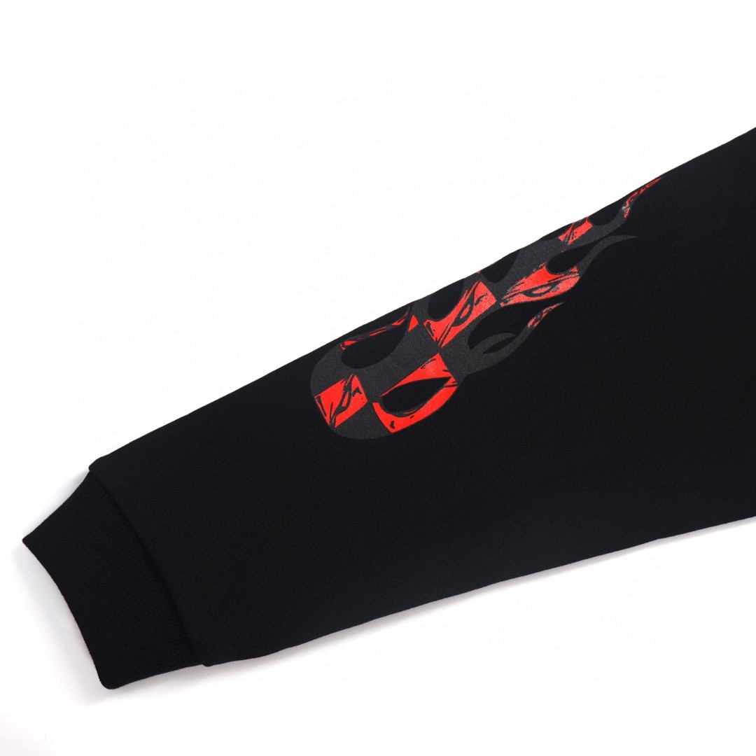 Chrome Hearts 克罗心 Sex联名款 火焰袖拉链连帽卫衣 外套 长袖 黑色 B0