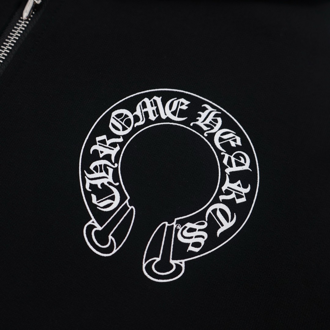 Chrome Hearts 克罗心 Sex联名款 火焰袖拉链连帽卫衣 外套 长袖 黑色 B0