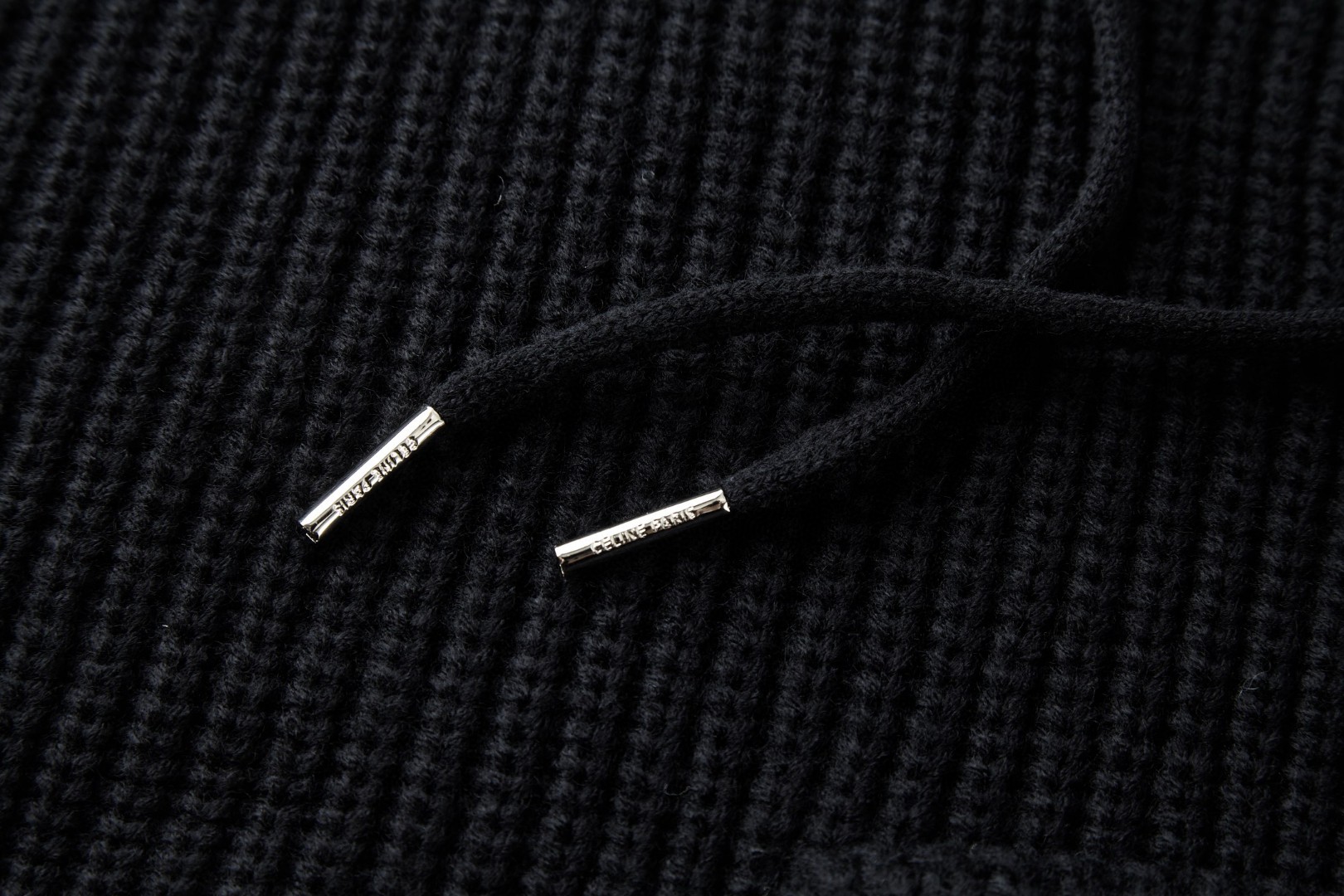 CELINE 赛琳 贴皮针织帽衫 连帽毛衣 卫衣 长袖 外套 黑色 B5 RY01K0ZPY-38NO