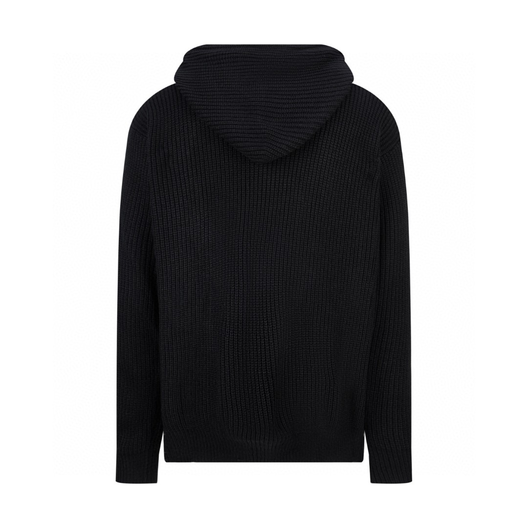 CELINE 赛琳 贴皮针织帽衫 连帽毛衣 卫衣 长袖 外套 黑色 B5 RY01K0ZPY-38NO