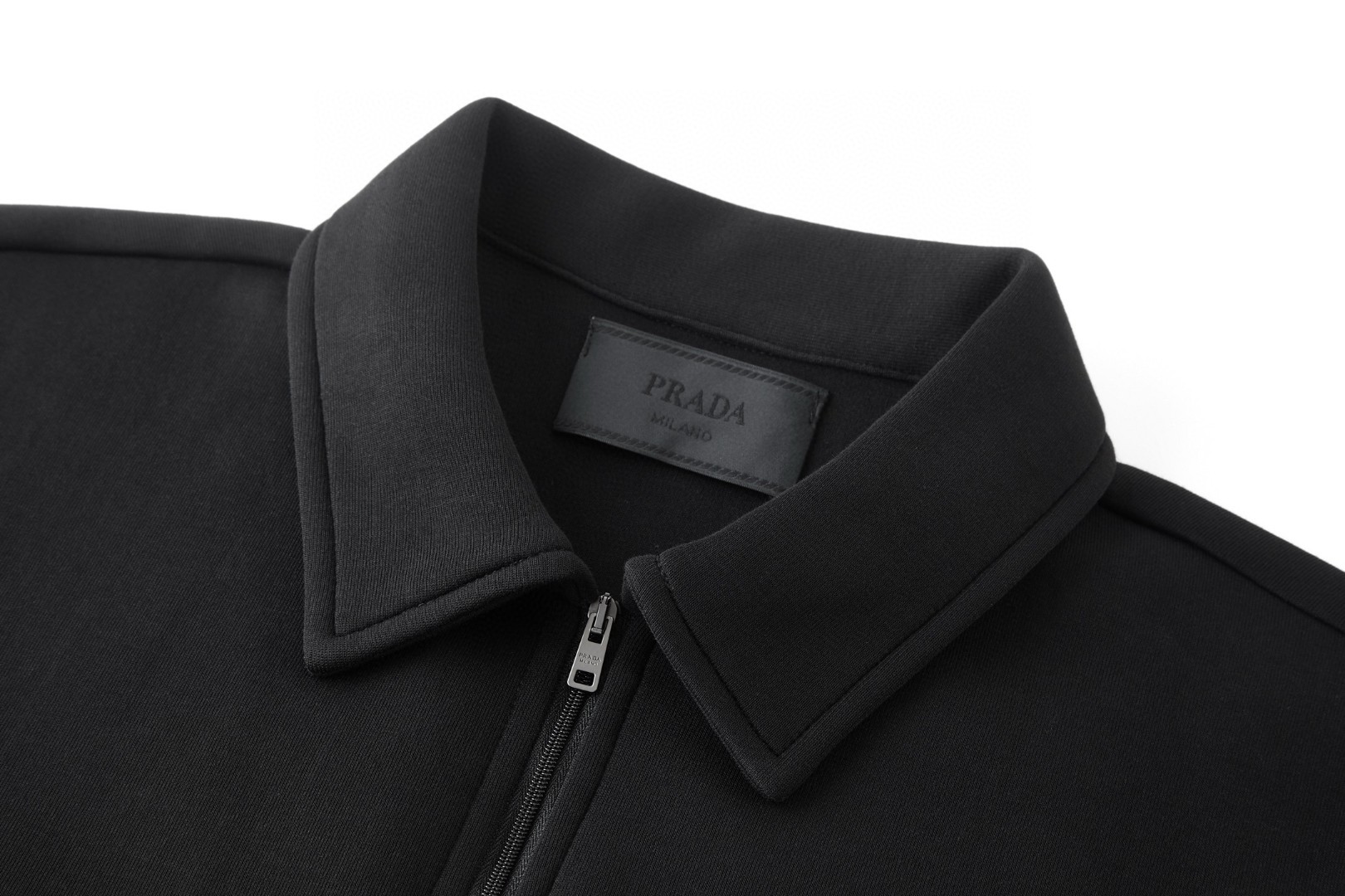 PRADA 普拉达 翻领太空棉拉链夹克 外套 长袖 黑色 B5