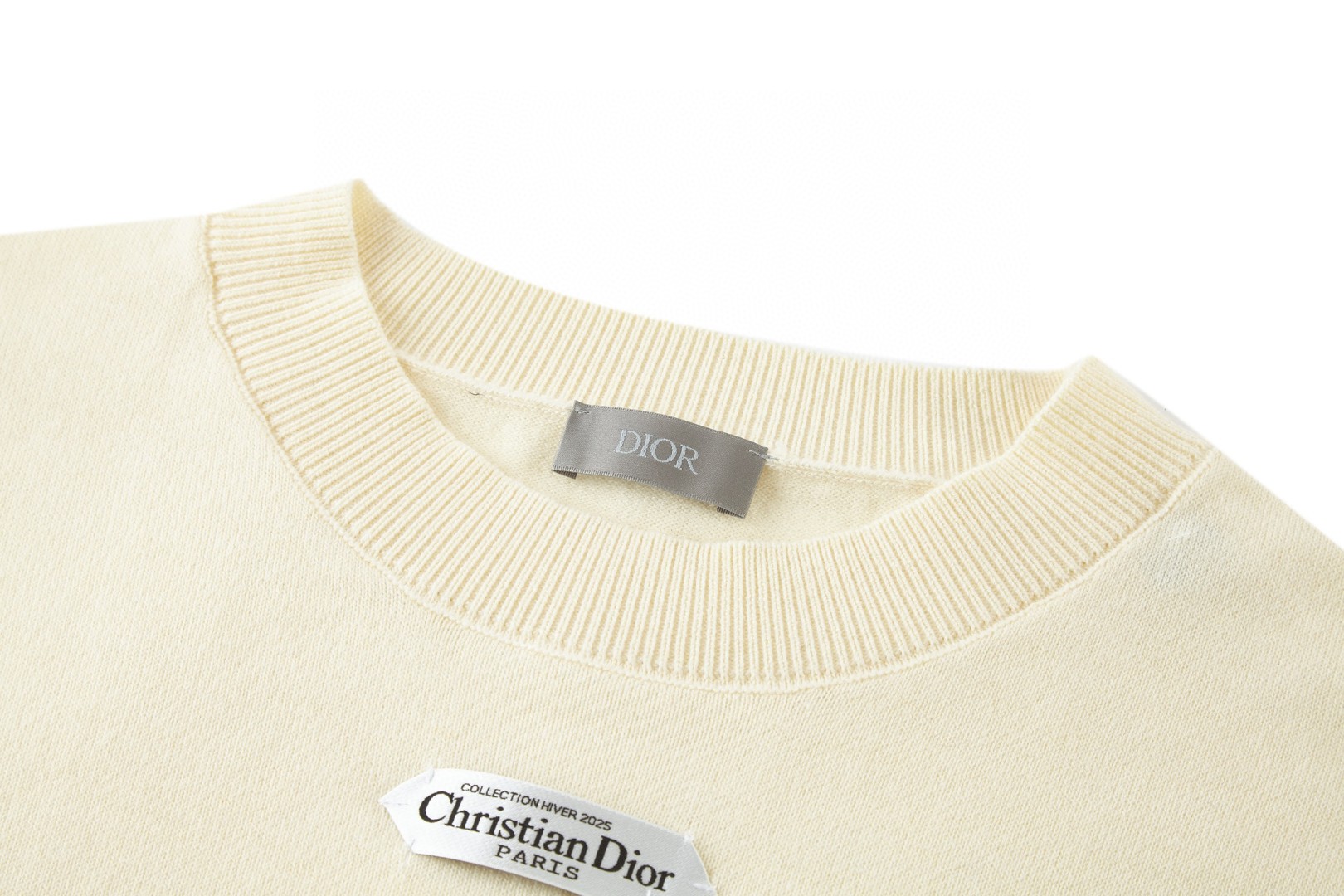 DIOR 迪奥 领口标识羊毛打底衫 毛衣 长袖 米白色 A5 543M620A2019-C020