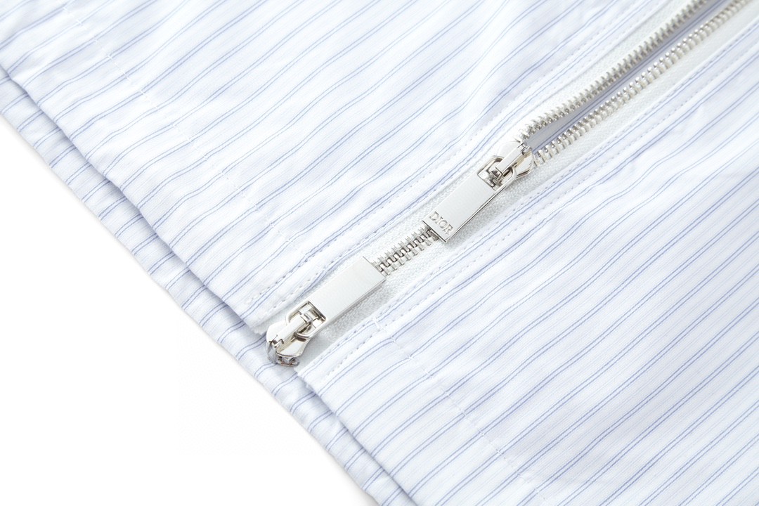 DIOR 迪奥 条纹拼接拉链衬衫 防晒衣 外套 长袖 白蓝 B0 413C507A5980-C075-B0