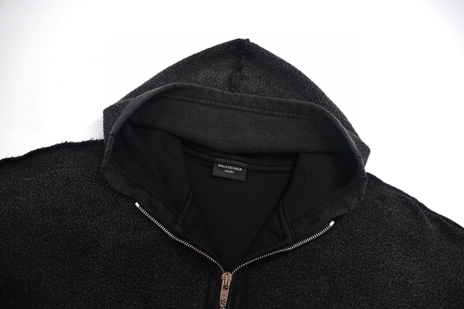 Balenciaga 巴黎世家 反转可乐拉链连帽做旧卫衣 外套 长袖 灰色 B5 830253TSVF29668