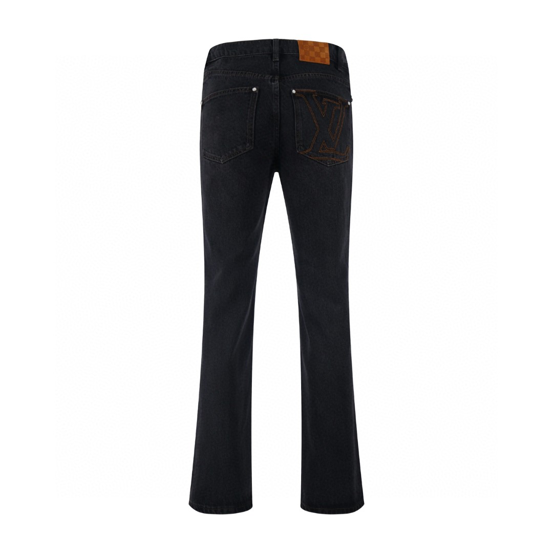 LOUIS VUITTON  路易威登 LV 麂皮皮牌口袋刺绣牛仔裤 裤子 长裤 B5 1AILLC