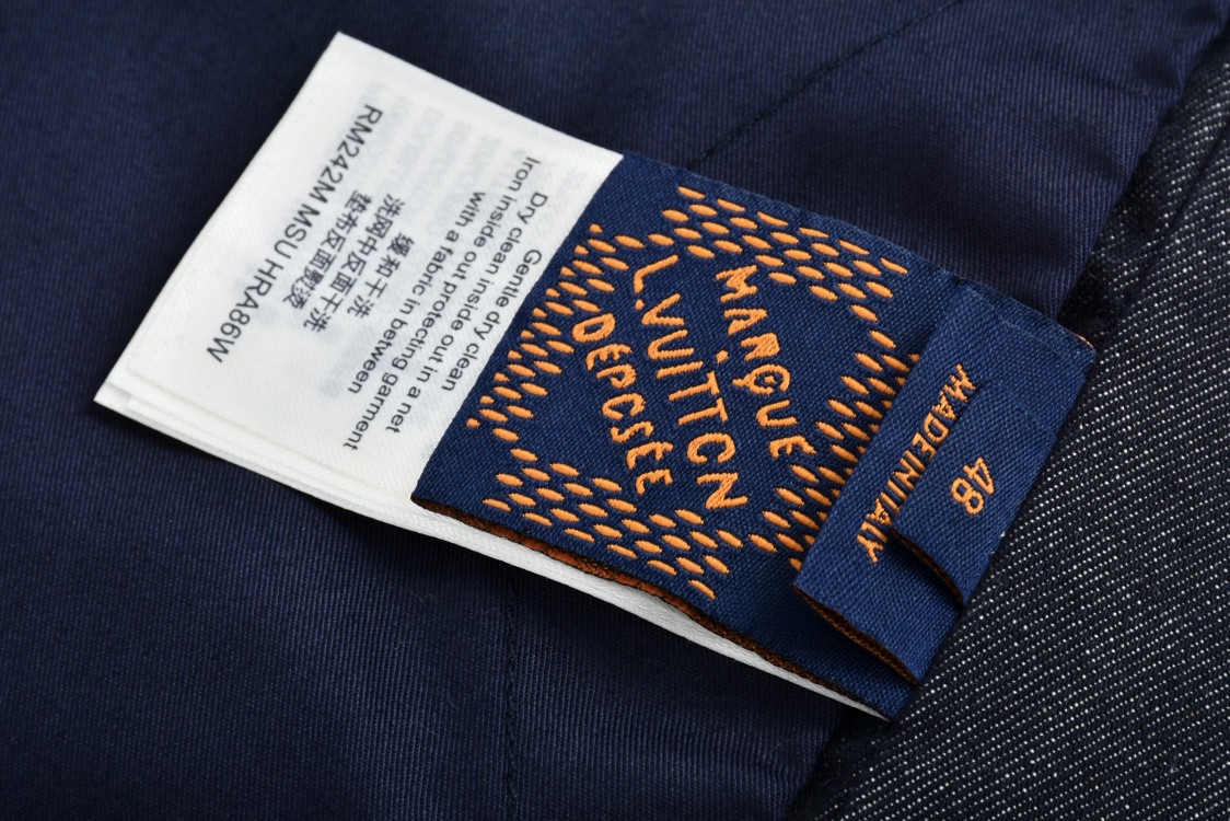 LOUIS VUITTON 路易威登 Timberland 联名款 藤蔓靴线绣花牛仔外套 牛仔衣 上衣 夹克 棕色 C0 1AFWXM