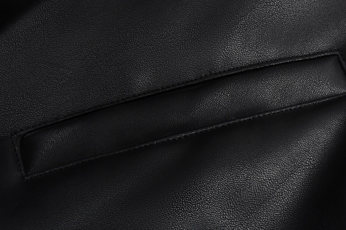 Balenciaga 巴黎世家 Paris字母logo皮衣棉服夹克 棒球服 外套 长袖 秋冬 黑色 D0