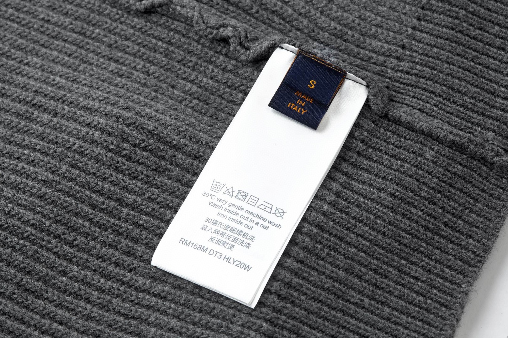 LOUIS VUITTON 路易威登 刺绣徽标羊毛开衫 针织衫 毛衣 外套 长袖 灰色 B5 1AIK14