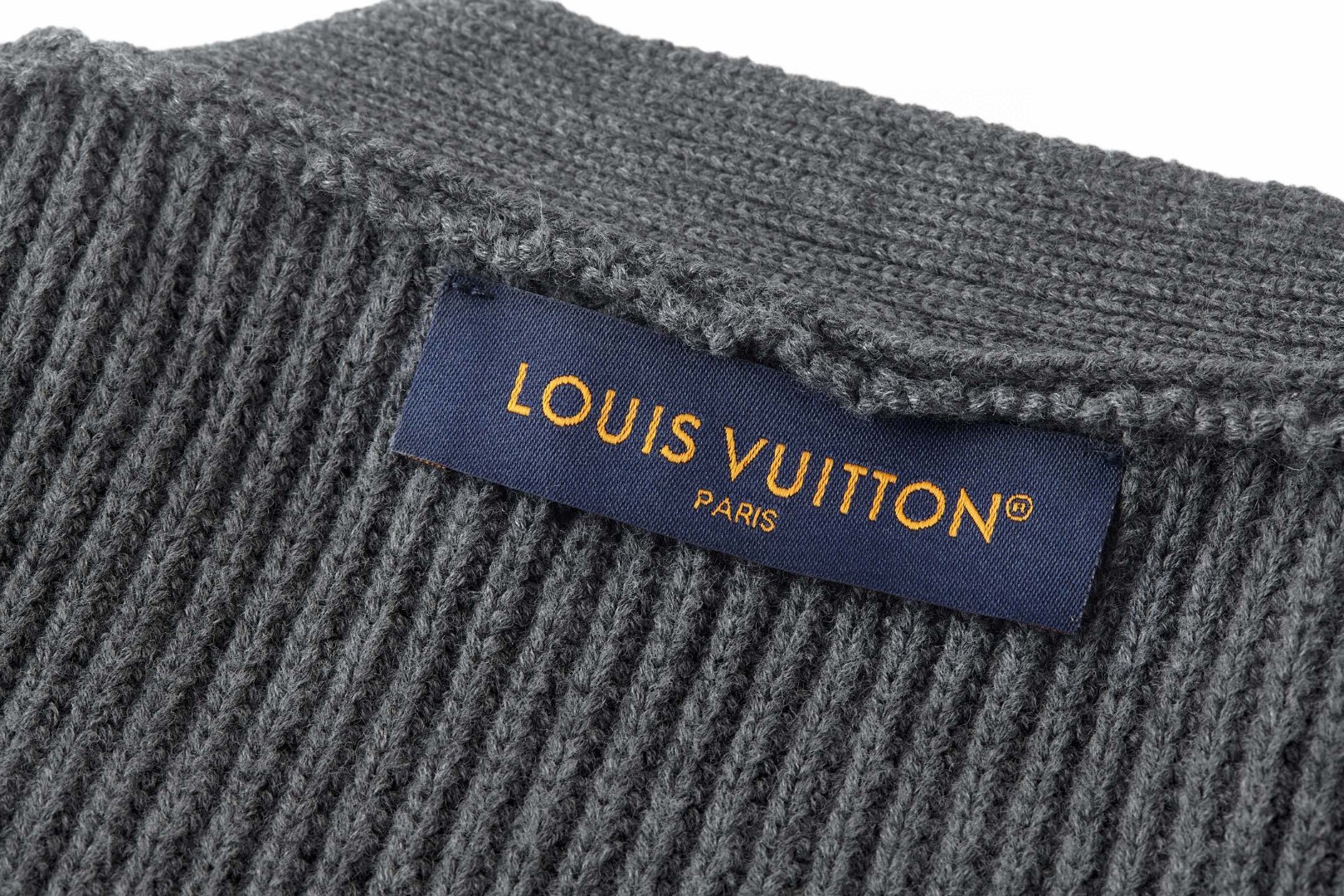 LOUIS VUITTON 路易威登 刺绣徽标羊毛开衫 针织衫 毛衣 外套 长袖 灰色 B5 1AIK14