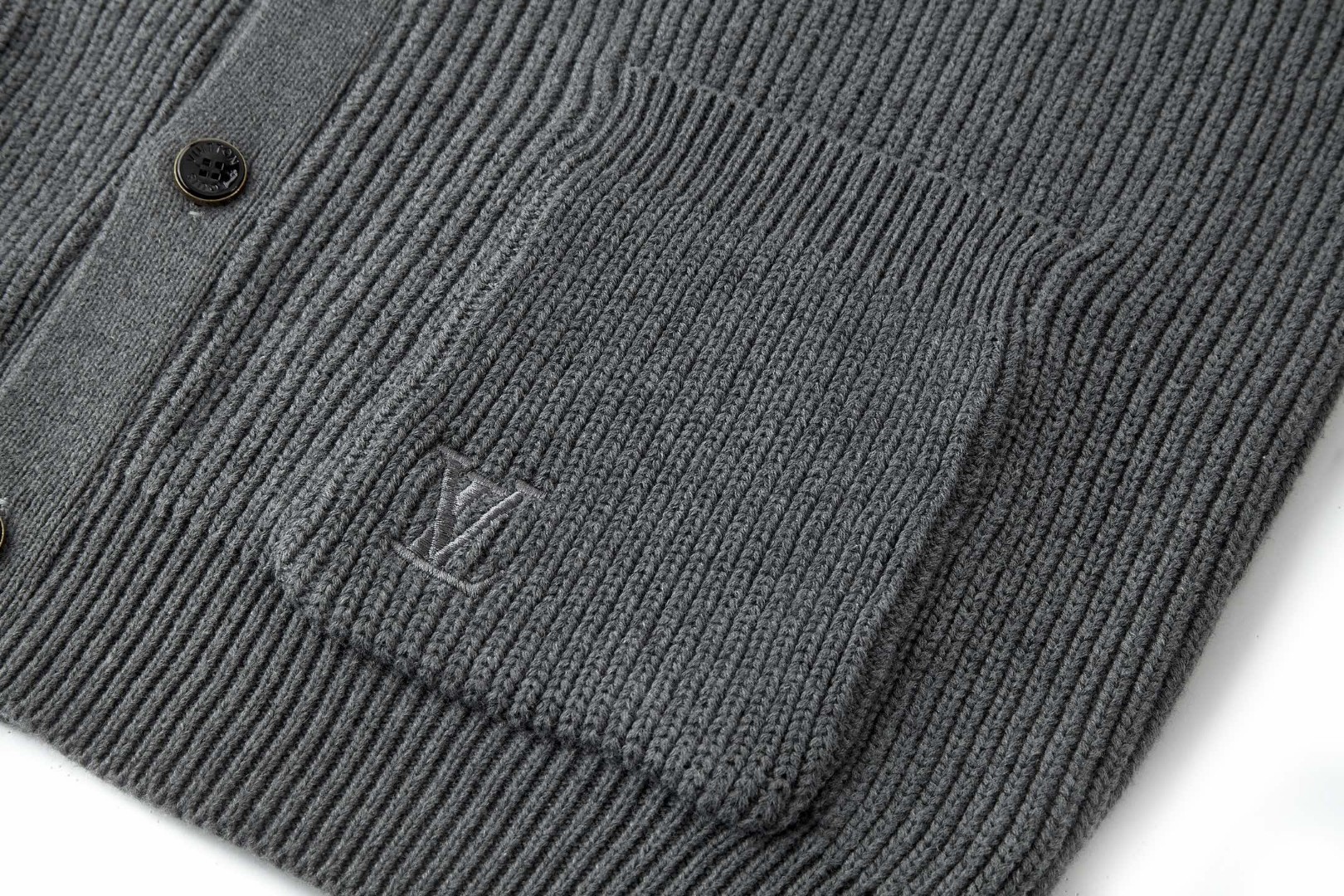 LOUIS VUITTON 路易威登 刺绣徽标羊毛开衫 针织衫 毛衣 外套 长袖 灰色 B5 1AIK14