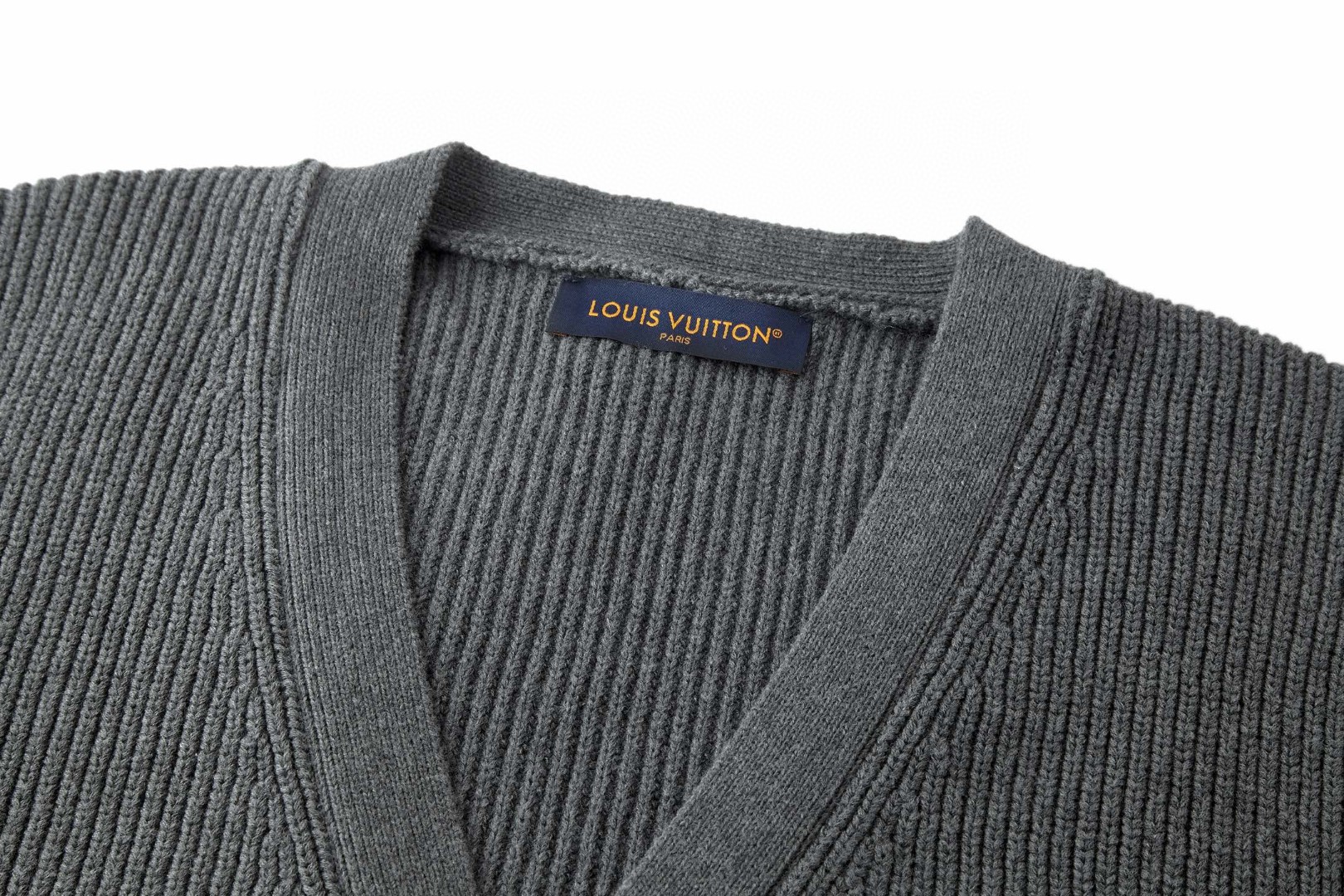 LOUIS VUITTON 路易威登 刺绣徽标羊毛开衫 针织衫 毛衣 外套 长袖 灰色 B5 1AIK14