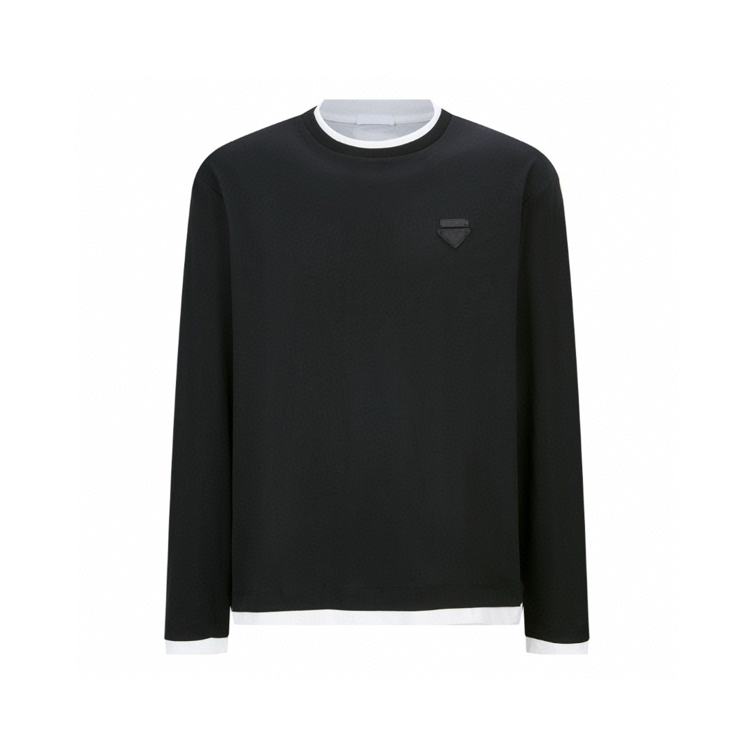 PRADA 普拉达 布标假两件T恤 打底衫 长袖 黑色 A5 UJL73B-11CD-F0967-S-WMO