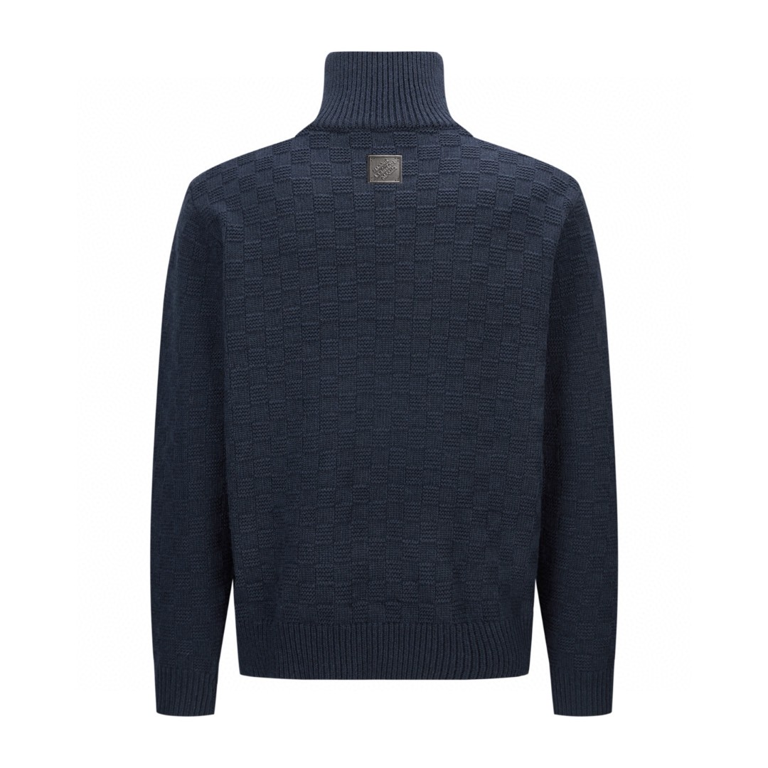 LOUIS VUITTON 路易威登 棋盘格半拉链羊毛毛衣 外套 藏蓝色 B0 1AIHNC