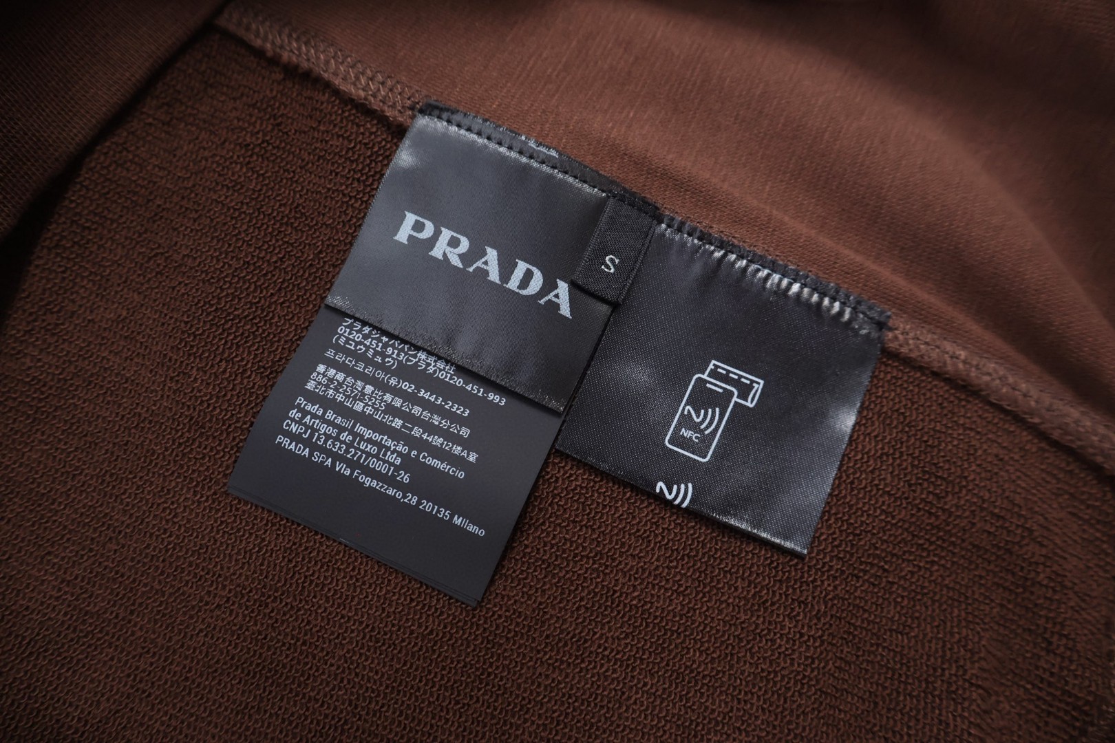 PRADA 普拉达 布标翻领卫衣 外套 长袖 棕色 B0 UJL55C-1YFT-F0324-S-OOO