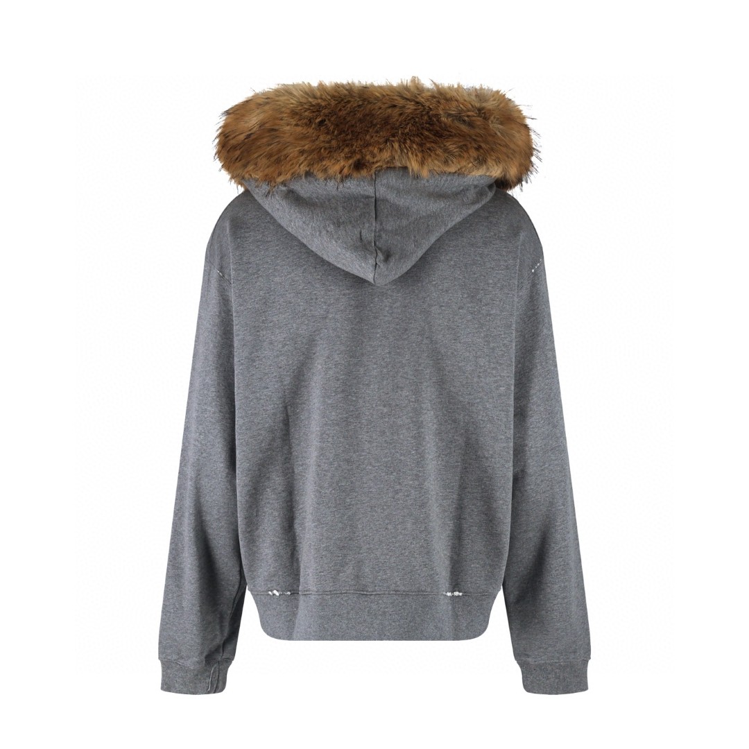 Balenciaga 巴黎世家 毛领拉链帽衫 卫衣 外套 长袖 灰色 C0 850330TTVB51035