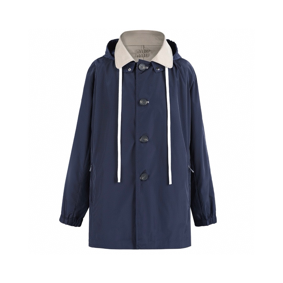 MIU MIU 缪缪 双面两穿刺绣长款风衣外套 夹克 C0