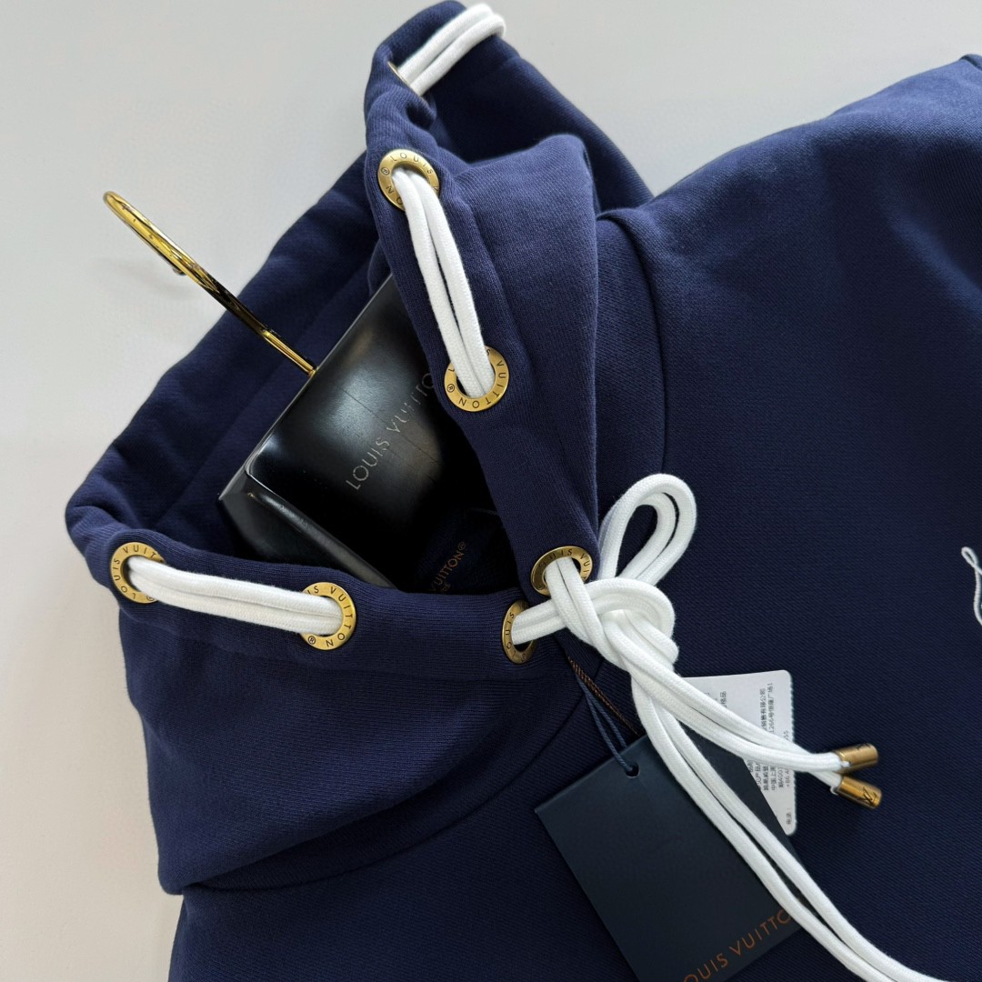 LOUIS VUITTON 路易威登 LV 绳袖帽绳连帽卫衣 圆领 长袖 蓝色 B5 1AFR32