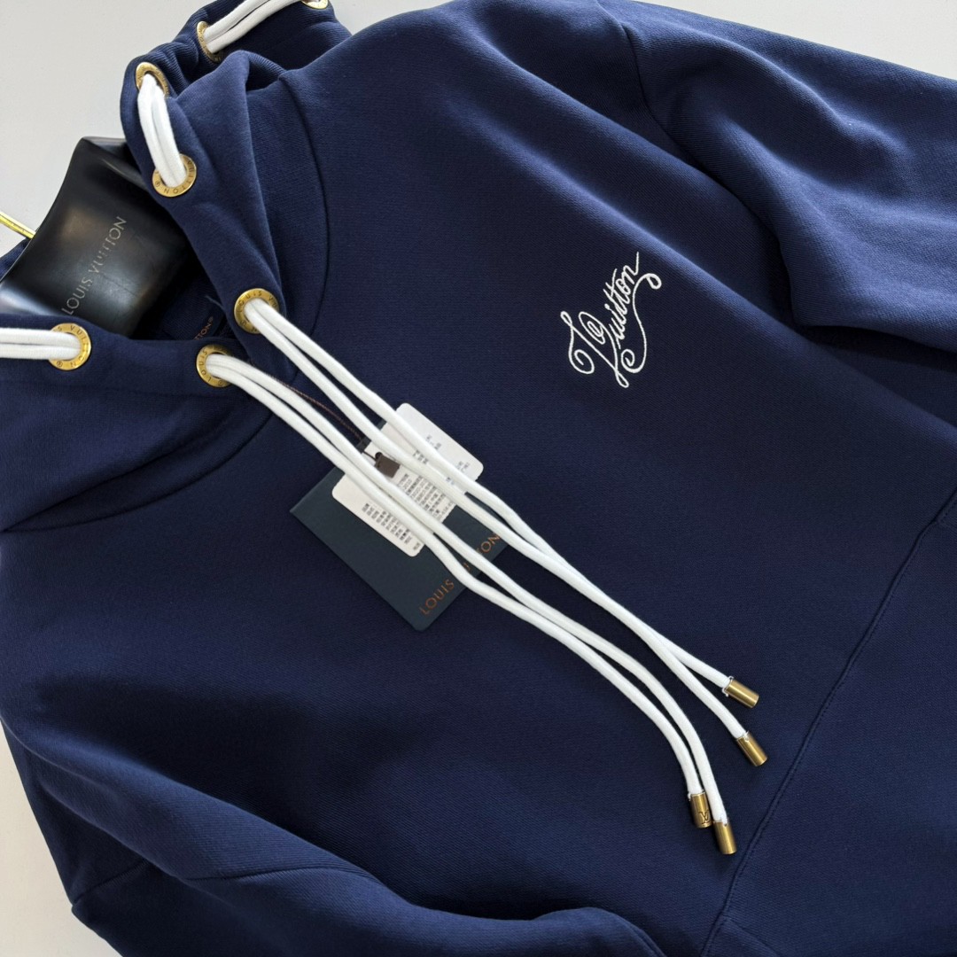 LOUIS VUITTON 路易威登 LV 绳袖帽绳连帽卫衣 圆领 长袖 蓝色 B5 1AFR32