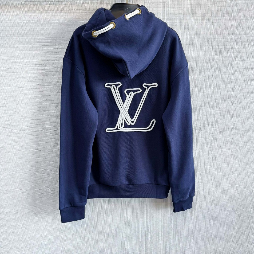 LOUIS VUITTON 路易威登 LV 绳袖帽绳连帽卫衣 圆领 长袖 蓝色 B5 1AFR32