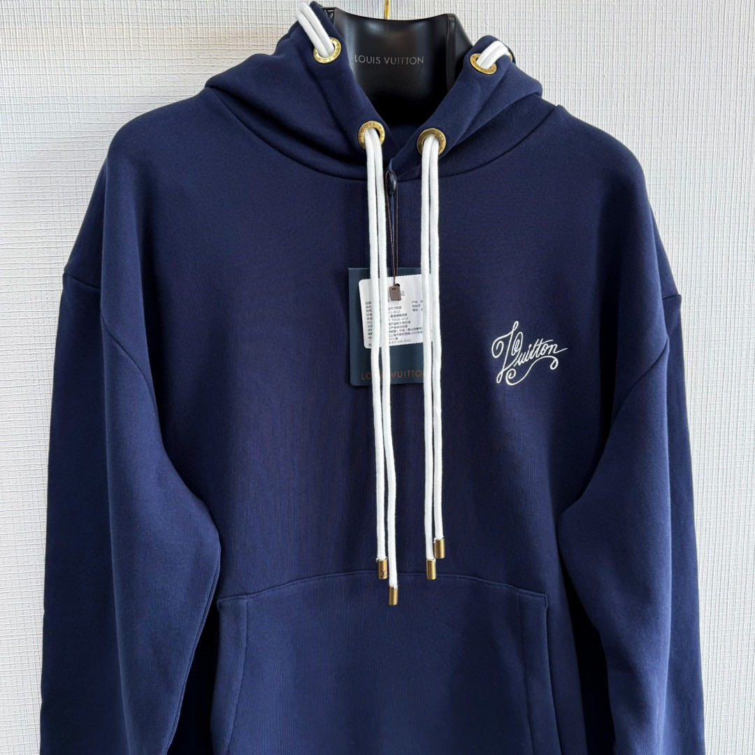 LOUIS VUITTON 路易威登 LV 绳袖帽绳连帽卫衣 圆领 长袖 蓝色 B5 1AFR32