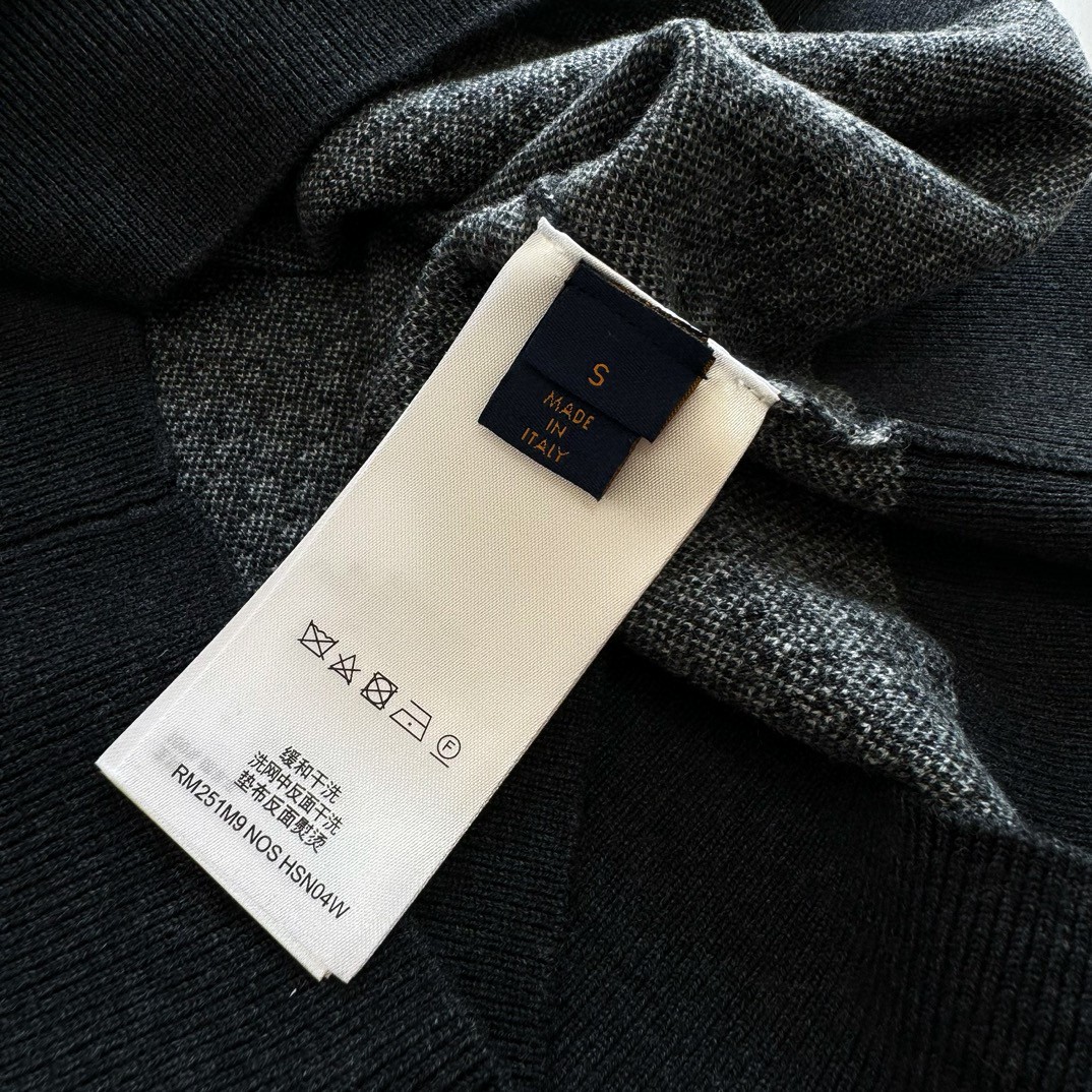 LOUIS VUITTON 路易威登 棋盘格毛织套头毛衣 外套 长袖 黑色 B5 1AFWHW